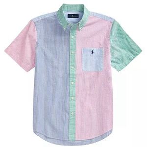 NWT Polo by Ralph Lauren Seersucker Boys Spring Gingham Short-Sleeve Shirt